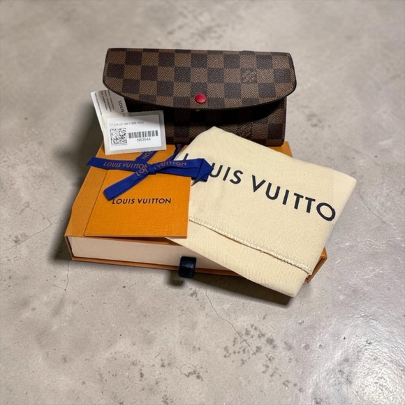 Louis Vuitton Handbags - Louis Vuitton Emilie Wallet in Damier Ebene with Red Snap. Full Inclusion.